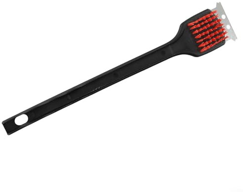 Spazzola per la pulizia della griglia del barbecue in acciaio inox resistente, manico lungo, setole in nylon