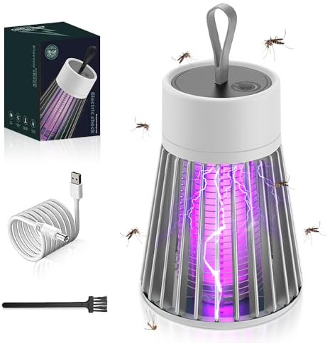BNGXR Lampe Anti Moustique, Interieur Tueur D'Insectes éLectrique 365 nm UV Charge USB 360° Répulsif Efficace Portée 100m² avec Veilleuse 2 en 1 pour Camping Intérieur Extérieur Jardin Terrasse