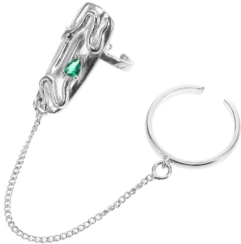 VALICLUD Nagelring Für Fingerkuppen Schmuck Damen Ring Mit Kette Fingerkuppenringe Punkringe Ringketten Für Damen