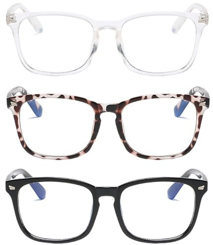 3 Stück Blaulicht-Brillen Blaulichtfilter Brille Blue Light Blocking Glasses, dünner und runder Rahmen Anti PC Gaming Brillen Modebrille, Blaulichtbrille Unisex Schützt Die Augen und Lindert Müdigkeit