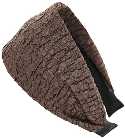 axy Breiter Haarreif aus Crinkle Stoff Wunderschön Damen Stirnband Haarschmuck Haarreifen Hairband HR14C (Braun, Extra breit)