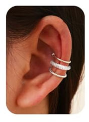 LOLIAS Ear Cuff Silber für Damen Fake Ohrringe Ohne Ohrloch Silber Earcuffs Fake Piercing Ohr Helix Conch Clip Ohrklemme Ohrmanschette Ohrclips Ohrschmuck Damen