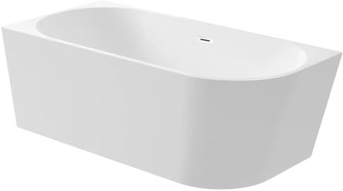 Aquauno - Baignoire d'angle autoportante gauche - 170 x 80 cm - Ovale - En acrylique sanitaire de qualité supérieure - Avec bonde à clic clac, trop-plein, couvercle, bonde et cadre en acier - Blanc