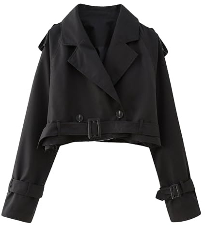 Cropped jacka dam dubbelknäppt kappa dam cropped cykeljacka Casual dubbelknäppt trenchcoat