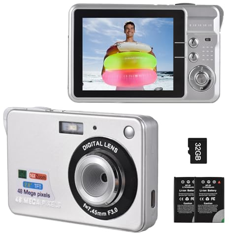Andoer Cámara digital 4K 48MP 16x Zoom Autofocus 2.8 pulgadas TFT Display con flash reconocimiento facial para adolescentes para niñas niños (S)