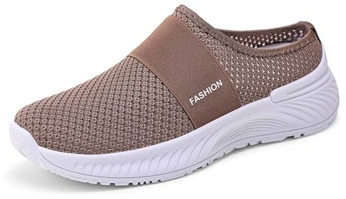 Zapatos Casuales de Verano para Mujer, Transpirables, sin congestión, de Malla, con un Solo Estribo, Pantuflas de Media caña y Suela Suave, ortopédicas para Mujer (Coffee, 38)