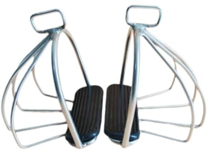 Aymzbd 2 Piezas Estribo Ecuestre Recambio para Montura Antideslizante con Goma Apoyo Ancho Acero Inoxidable para Adultos Entrenamientos, S