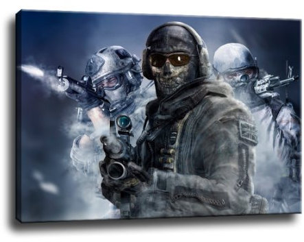 call of duty Bild auf Leinwand - 80 x 60 cm - Fertig gerahmte Kunstdruck Bilder als Wandbild - Billiger als Ölbild Gemälde - KEIN Poster oder Plakat