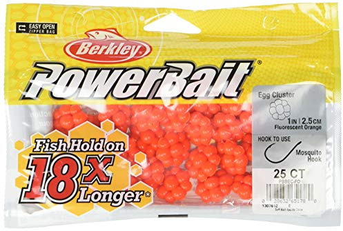 BERKLEY Pbbec-fo PowerBait Trucha/Steelhead Huevos Clusters Naranja Fluorescente, Unisex, (25 Count)