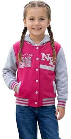 A2Z 4 Kids Unisex Kinder Mädchen Jungen Baseball Bequem NY ATHLETIC - NY Jacket Pink 7-8