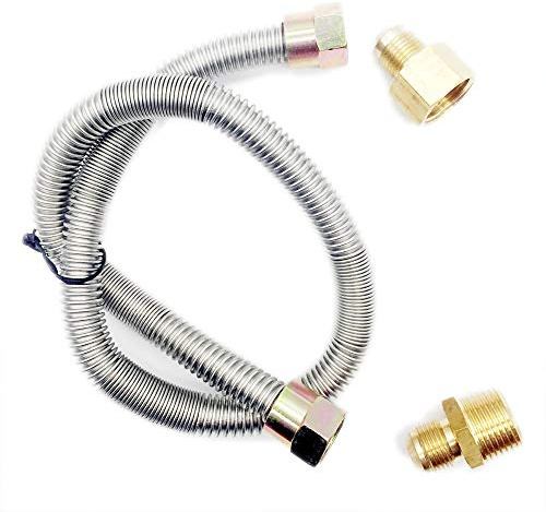 Meter Star Propan Feuerstelle Pfeife Freie Gas Flex Line für Feuerstelle und Kamin – Edelstahl (61 cm lang) 1,27 cm NPT männlich x 1,27 cm NPT weiblich Wellrohr