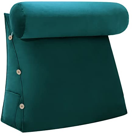 VERCART Rückenkissen mit Nackenrolle Rückenlehne Nackenkissen Lendenkissen Bett Sofa Kopfkissen Lesekissen Wandkissen für Lesen Couch Dekokissen tv Kissen 60cm Türkis