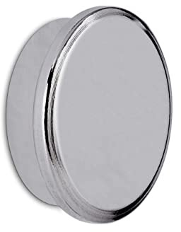 MAUL Neodym Magnet Ø 30 x 9 mm | Starker Magnet mit hoher Haftkraft (21kg) | Magnet mit elegantem und modernem Design | Ideal für Magnettafel, Kühlschrank und Whiteboard | Silber