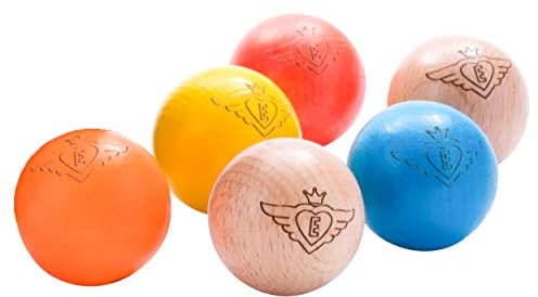 Engelhart - 010145-6 Professionelle Gravierte Cochonnets - 4 Farbige Boules und 2 Natürliche - 30 mm - 10 GR - Pétanque Pro Zubehör - Ziel für Pétanque