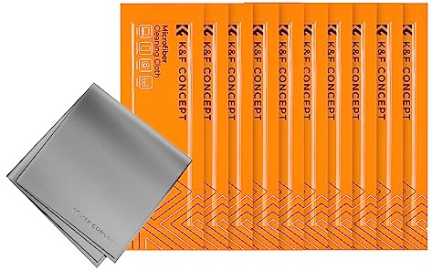 K&F Concept 10 Pack Microfiber Cleaning Cloths - Glasses Cloth for Cleaning Camera Lenses, Glasses, Screens, Cameras, Eyeglasses, LCD TV Screens, Tablets Washable