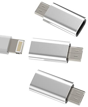 Lightning Mutter auf Micro USB Männlich Adapter(3 Pack) iPhone Ladegerät to Android Klinke Ladekabel Stecker Set Netzteil Charger Kabel Zubehör kompatibel für Samsung Huawei Xiaomi Galaxy L