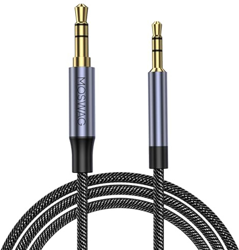 MOSWAG 2,5-mm-Stecker auf 3,5-mm-Stecker-Stereo-Aux-Kabel, Ersatz-Stecker-Stereo-Klinkenstecker-Kabel Kopfhörer-Audiokabel Kompatibel mit QC 35 / QC35 II / QC25 / OE2, JBL E45BT E55BT E65BTNC