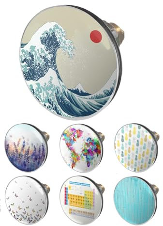 arteneur® - Pop Up Waschbeckenstöpsel mit Motiv Japan Welle | Abflusssieb | Doppel Dichtung | Universal Abflussstöpsel 34mm – 41mm | Pop Up Ventil Waschbecken Stöpsel