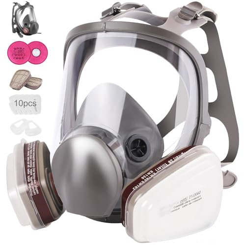 LAMANICE Masque respiratoire intégral réutilisable avec filtre 2097, boîte de filtration 6001, filtre en coton 5N11 pour peinture, poussière, produits chimiques, ponçage, soudage