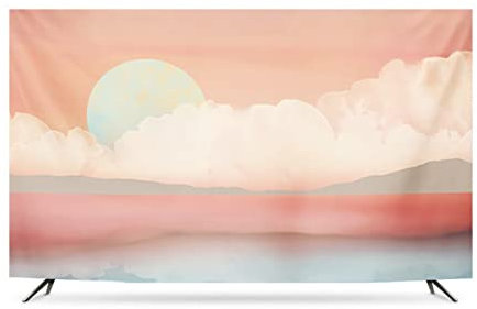 Copertina Televisiva con Materiali Resistenti Resistenti alle Intemperie, Tessuto Non Tessuto, Copertura TV E Soundbar, Tasca del Telecomando, Protezione Contro Acqua, Polvere(Size:32IN,Color:A)