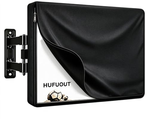 HUFUOUT Outdoor TV Cover 40-43 Inch, TV Display Protector, Waterproof and Weatherproof Outside Flat Screen Cover (39.5''W x 25''H), 600D Fabric, Black (40-43)