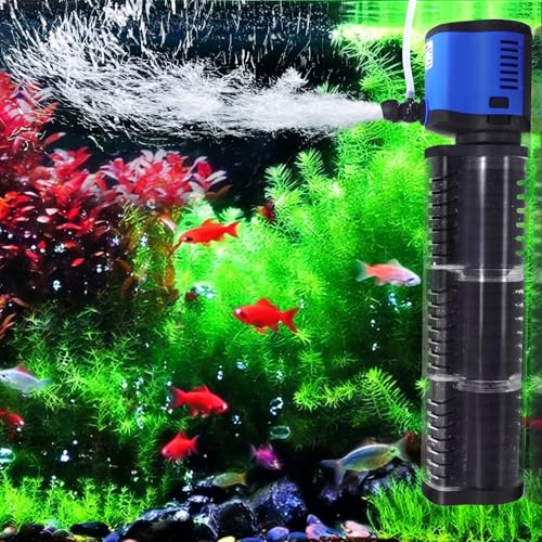 COOSPIDER Aquarium Filter Pond Filter for 35-75 Gallon, 260GPH Powerful Filtration Pond Pump, Submersible Canister Filters for Fish Turtle Tank, Cold Plunge, Clear Wavemaker Oxygen Supply