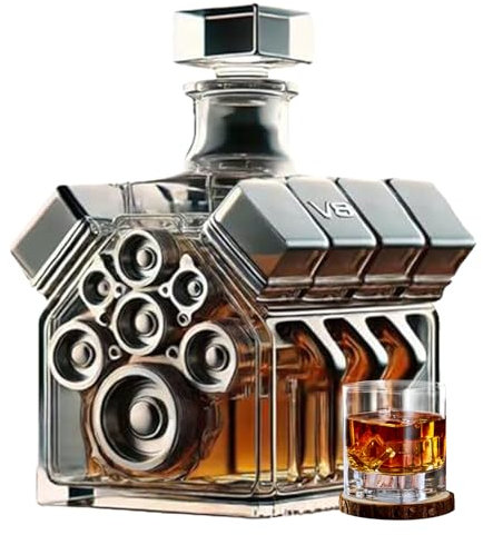 Caraffa da whisky, Spirit Edger, decanter V8 per design del motore ad alcol, decorazione per vino per la festa del papà, San , matrimonio
