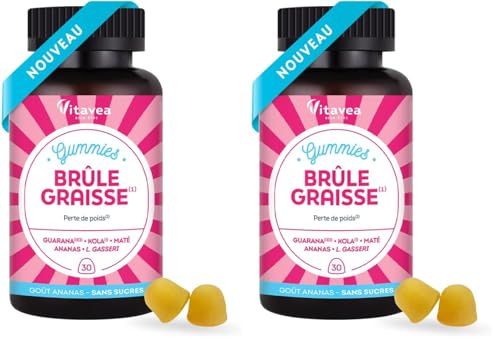 Vitavea Bien-être - Gummies Brûle-Graisse - Action minceur ciblée, perte de poids et brûle graisse - Guarana, kola, maté, ananas et probiotiques - 30 Gummies perte de poids - Goût Ananas (Lot de 2)