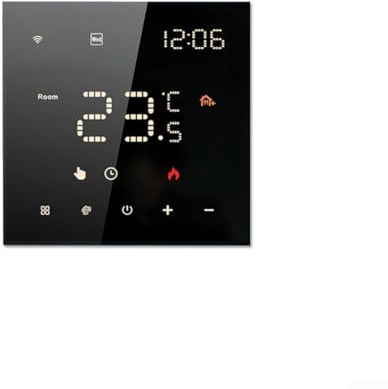 Dur?All WIFI smart programmerbar termostat med LCD-pekskärm temperaturkontroll, röstassistent integration, fjärråtkomst för Tuya-appen, för hem (svart vatten/gas)