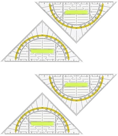 ZAMXHUG 4 Pezzi Squadra Geometrica,Righello Triangolare Trasparente Giallo Geometria Triangolo Squadra Goniometro in Plastica Righelli Triangolari Multifunzionali