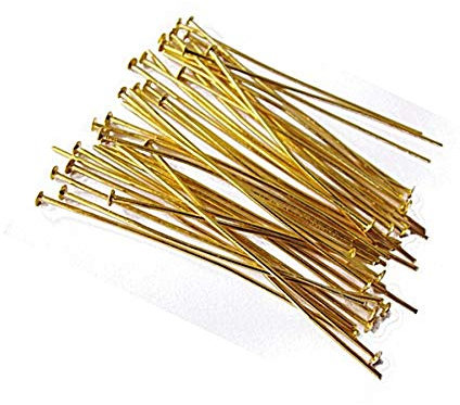 Perlin 250 Kettelstifte Nietstifte 50mm x 0,7mm GOLD Kopfstifte Perlenstifte Golden Prismenstifte M308