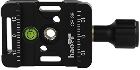Haoge CP-39 Morsetto sgancio rapido con foro per cinghia da polso, compatibile con RRS Sunwayfoto Kirk Benro Arca Swiss treppiede o monopiede su Canon Nikon Pentax Fujifilm fotocamera DSLR