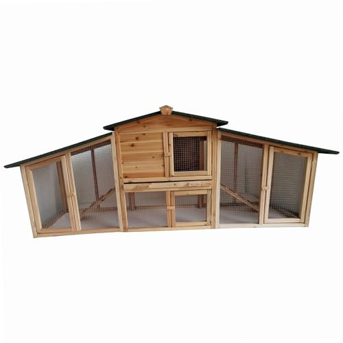 WERKA PRO Poulailler Surélevé en Bois pour 5 à 6 Poules - 215 x 56 x 87cm - avec Pondoir et 2 Rampes d'Accès - Structure Sapin Traité - Toit Bitumé Étanche