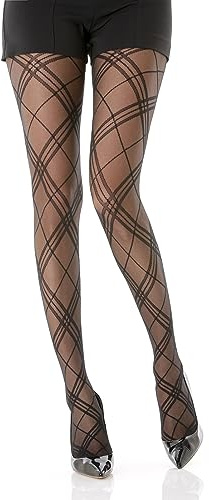 Gi&Gi Calze Collant Donna con Motivo Geometrico, Nero, Design a Rete, per Abbigliamento Elegante (IT, Testo, L, XL, Regular, Regular, nero g)