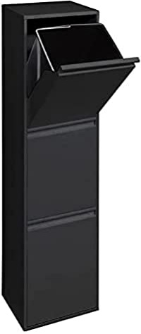 Arregui Basic CR306-B Pattumiera Differenziata 3 Scomparti | 3 x 17L (51L) | Contenitore in Acciaio da Interno | Mobile per Raccolta Differenziata | Cestino per Spazzatura da Cucina e Ufficio | Nero