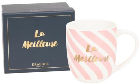 DRAEGER PARIS | Mug rose en céramique La Meilleure | Idée Cadeau pour Amie, Copine, Amoureuse, Collègue, Famille, Sœur, Maman | Mug mignon avec coffret Cadeau