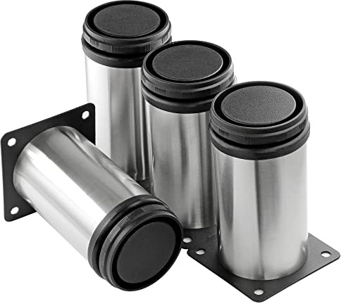 Masendelk Stainless Steel Adjustable Furniture Legs 4 Inch - Silver - 4pcs