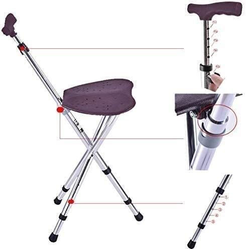 Gehstocksitz, klappbarer Krückenhocker, Stocksitz, klappbarer Sitzstock/Aluminiumlegierung/5+ 5 höhenverstellbar, statische Belastung 150 kg für Vatertag, Erntedankfest, Rutschfester Gehstock mit