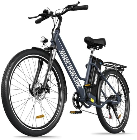 RCB 26 E Bike, 250W Motor, 7 Gang, Reichweite 35-90 km, City Ebike,Doppelscheibenbremsen, Elektro-Mountainbike mit Wasserdichter Fahrradtasche