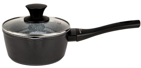 KARL HAUSMANN Kasserolle Induktion mit Deckel - 1.3L - 16 cm - Stielkasserolle Beschichtet für alle Herdarten - Stieltopf - Milchtopf - Saucepan - Casserole - Topf Klein - Soßentopf - Nudeltopf