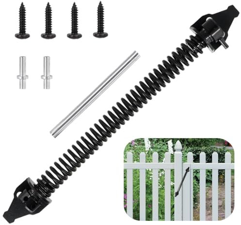 Adjustable 14-Inch Metal Gate Spring Hardware, Self-Closing Stretchy Closer for Wooden Garden and Fence Doors