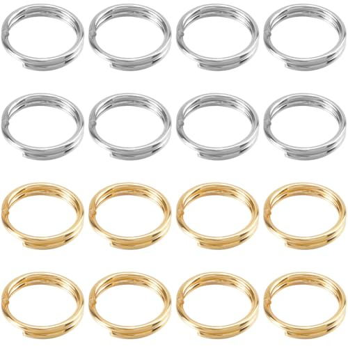 SUNNYCLUE 1 boîte de 400 Anneaux de Jonction Fendus de 8mm Connecteurs D'Anneaux de Jonction en Argent 304 Petits Anneaux de Jonction Ronds en Acier Inoxydable Dorés à Double Boucle pour la Fabricati