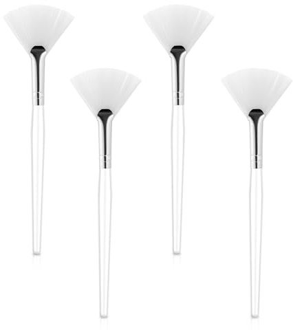 4 Stück Gesichtspinsel Fächerpinsel Fan Pinsel Gesichtsmaske weich Make-up Maske Bürsten mit transparentem Kunststoffgriff Gesichts-Bürsten Säure Applikator für Schlamm-Gesichtscreme