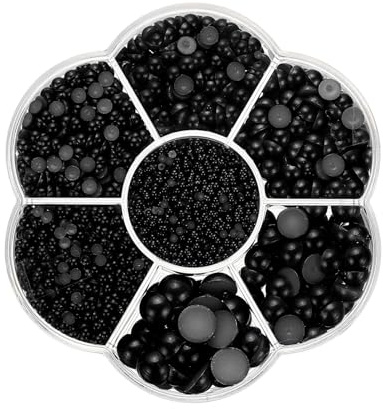 PATIKIL 5645 Piezas Perlas Planas para Manualidades 7 Tamaños Negro