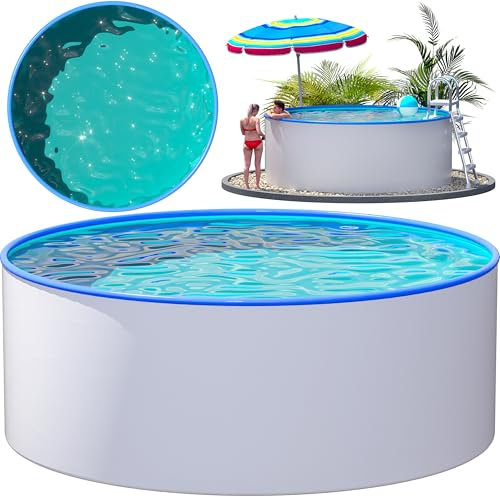 poolomio® Piscine ronde à paroi en acier Ø 460 x 120 cm | Piscine hors-sol pour jardin et terrasse | Piscine de jardin robuste avec paroi en acier galvanisé à chaud 0,6 mm | Avec film intérieur de 0,6