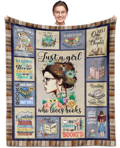SUBORD Just a Girl Who Loves Books Reading Blanket 60X50, Book Lovers, Reader, Book Club, Librarian, Bookish Gifts for Christmas