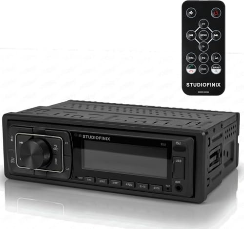 STUDIOFINIX Single Din Bluetooth 5.1 Marine Car Stereo Receiver, 240W Audio Head Unit with IR & APP Control, FM/AM Radio, Built-in Mic & EQ, USB/SD/AUX/MP3 for 12V Car Truck RV ATV UTV Boat (Black)