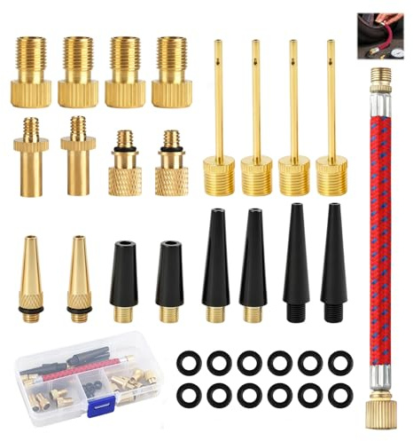 Set de 33 Piezas de Adaptadores de Válvula para Bicicleta - Juego Completo para Inflado Versátil - Material de Latón Duradero y Práctico - Ideal para Bicicletas, Pelotas y Más