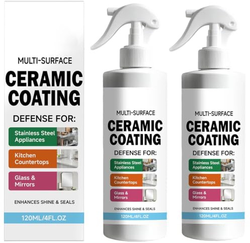 2 Pieces Ceramic Coating Spray - Long-lasting Shine Seal Cleaner | Ceramic Spray Sealant, for Kitchen Countertop Shower Water Stove Cabinet Sink Tile Home Appliance Bathroom