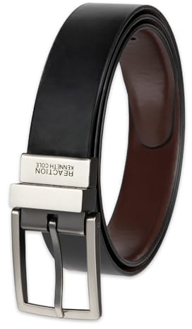 Kenneth Cole REACTION mens Reversible Comfort Stretch Casual apparel belts, Black/Brown Gunmetal, 38 US